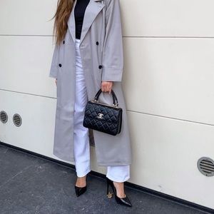 "CC"  Quilted Leather Small Trendy CC Flap Top Handle Bag